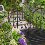 119*67*71cm Courtyard With Bird Pattern Arched Handrail Courtyard Iron Bridge Black - Image 11
