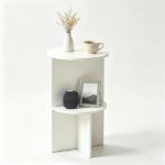 2-Tier Modern White Side End Table Engineered Wood Accent Nightstand with Open Storage Shelf Anti-Scratch Foot Pads for Sofa Bedroom Living Room Office