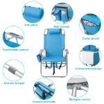 Same Code 12975209 63*70*99cm Heightened Oxford Cloth Silver White Aluminum Tube Bearing 100kg Beach Chair Blue - Image 7