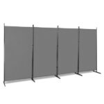 6FT 4-Fold 160g Polyester Cloth Plastic Foot Carbon Steel Frame Foldable Screen Gray - Image 2