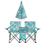 Portable Outdoor 2-Seat Folding Chair with Removable Sun Umbrella Pineapple - Image 11