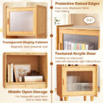Natural Bamboo 3-Cube Storage Cabinet, Acrylic See-Through Doors & Open Compartment - Image 9