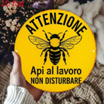 CIFbuy Vintage Bee Warning Sign 8x8 Inch, 2D Flat Round Decorative Plaque For Garden Farm Beehive Kitchen Office Studio Wall Art TikTok, TikTok, Self-pickup Logiopics - Image 2