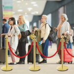 4PCS Gold Stanchions Posts with 3PCS 5 ft Red Velvet Rope, Red Velvet Rope Stanchion Set Crowd Control Barriers, Stanchions and Velvet Ropes Red Carpet Poles for Party Supplies - Image 2