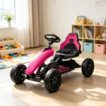 Pink Kids Pedal Go Kart – Swing Axle & Shock-Absorbing Wheels, Promote Kids Physical Exercise While Playing Outdoors - Image 4