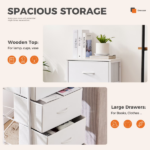 4-Drawer Fabric Dresser Storage Chest for Bedroom, Closet, Storage Furniture for Adults, White - Image 3