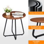 Outdoor Side Table with Imitation Wood Tabletop, Weather Resistant Patio Side Table, Round Outdoor End Table for Patio Yard Balcony Garden - Image 4