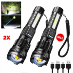 2Pack USB Rechargeable LED Flashlight Adjustable Focus Camping Hiking Outdoor Flashlight Work light (US Logistics For USPS/DHL/Fedex/UPS. No designated logistics accepted TK/TMEU only For self-pickup - Image 8