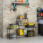 Changeable Assembly Floor Standing Carbon Steel Storage Rack Black - Image 38