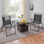 Outdoor Wicker Side Table with Patio Umbrella Hole, Black - Image 5