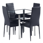 4pcs Elegant Assembled Stripping Texture High Backrest Dining Chairs Black Replace encoding 13028198-18410366 - Image 111