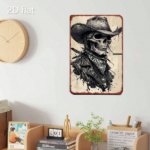 CIFbuy Vintage Skull Cowboy Tin Sign, Rustproof UV Resistant" Metal Wall Art, Retro European American Farmhouse Decor, American Farmhouse Decor, Durable 2D Flat U UV RikTok, UV RikTok, t Self-pickup Logiopics - Image 4