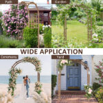 7FT Wooden Garden Arbor, Wedding Arch Backdrop Stand for Ceremony Party, Garden Pergola with Trellis for Climbing Plants, Dark Brown - Image 21