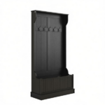 Black 3-In-1 Entryway Bench Coat Rack Hall Tree with Shoe Storage 5 Hooks for Hallway - Bench And Storage Furniture - Image 2