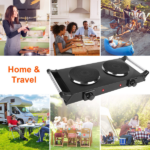 2000W Dual Burner Electric Hot Plate, 5 Temperature Settings (392℉-932℉), Portable Countertop Stove for All Flat Cookware, Fast & Even Heating, Easy to Clean, Ideal for Dorms, RVs, Apartments - Image 2