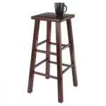 Square Seat Bar Stool, Walnut Finish (Shipment from Walmart) - Image 2