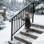 [Same Code 81504920 40310676]Artisasset Matte Black Outdoor 4 Level Iron Handrail - Image 25