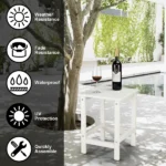 36*36*47cm Single Layer Square HDPE Side Table White - Image 27