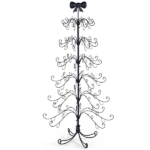 6ft Black PVC Metal Artificial Christmas Tree with Bow Topper, No Extra Ornaments, Daily Decor Tree