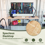 Foldable Hardwood Workbench Adjustable Wood-Top Utility Table with Locking Casters - Image 5