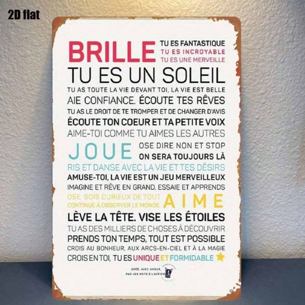 CIFbuy 1PC Vintage French Inspirational Motivational Quote Poster Metal Sign, Waterproof Durable Positive Art Print Wall Decor Ornament TikTok, TikTok, ment Self-pickup Logiopics