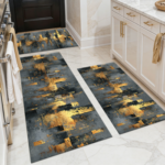 Three-piece kitchen rug set, non-slip and washable, abstract pattern kitchen hallway rug, soft and comfortable, suitable for sinks, floors, entrances, hallways and bathrooms. - Image 15