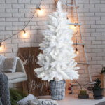 4 FT White Artificial Christmas Tree with Pot Stand, Potted Xmas Pine Tree with 200 Branch Tips for Holiday Party Office Home, White - Image 5