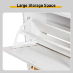 2 dump buckets with high-leg arched rattan shoe cabinet particle board + plastic rattan 54*24*98cm white frame + original wood rattan surface + white high-leg shoe cabinet - Image 7