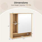2 in 1 Mirrored Bathroom Wall Cabinet, Space-Saving Medicine Cabinet with Hidden Storage & Shelves - Natural - Image 4