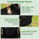 Oversized Foldable Camping Chair with Side Table & Cup Holder, 330 LBS Capacity for Outdoor Use-Black - Image 5