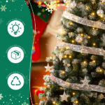 7.5 FT Artificial Snow Tipped Christmas Tree with DIY 350 Warm Lights Remote Control, Hinged Xmas Pine Tree with Silver Ribbon Ornaments for Holiday Party Office Home, Green & Snow Tipped - Image 10