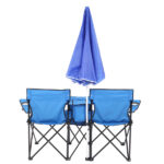 Same Code 57651919 Portable Outdoor 2-Seat Folding Chair with Removable Sun Umbrella Blue - Image 18