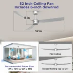 52 Inch Ceiling Fans with Lights Led Remote Control Low Profile Flush Mount for Living Room Bedroom Outdoor Patio,DC Motor,Reversible,Dimmable,Buzzer ON/Off, 3D-I3[Unable ship on weekends, TK/TEMU only for pickup, only TX10643 warehouse supports GOFO] - Image 2