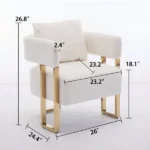TS Modern decorative chair, living room side chair with gold metal legs, no wheels, suitable for dressing area, reception room, office,Teddy fleece upholstered metal foot sofas 2PCS White - Image 10