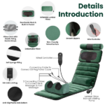 Full Body Electric Massage Mat with Detachable Neck & Foot Kneading Units, Inflatable Lumbar Pillow Heating Function 10 Vibration Points Multi Modes Timer Anti-Slip Base Foldable with Storage Bag - Image 2