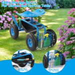 Rolling Garden Work Seat with Wheels, Gardening Stool for Planting, Garden Scooter with 360 Degree Swivel Seat & Steering Handle & Tool Tray, Blue - Image 15