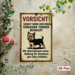 CIFbuy Vintage Yorkshire Terrier Metal Warning Sign, Graphic Home Security Decor, Rustic 2D Flat Wall Plaque, Flat Wall Plaque, German Phrase Ar ikTok, ikTok, Rustic 2D Flat Wall Plaque Self- Dckup Logiop Ary Decor - Image 3