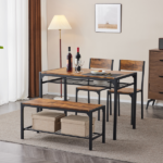 Dining Table Set for 4, Kitchen Table with 2 Chairs and a Bench, 4 Piece Kitchen Table Set for Small Space, Home Kitchen Bar Pub Apartment, Rustic Brown - Image 25
