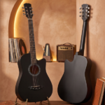 Matte Black 38-inch Acoustic Guitar with Picks, Strings, Capo, Case, Tuner, and Strap - Image 12