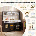 Kids Wooden Play Kitchen with Realistic Lights & Sounds, Pretend Ice Maker & Storage for Toddlers Age 3+ - Black - Image 3