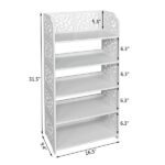 Wood-plastic Board Five Tiers Carved Shoe Rack White A - Image 8