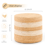 Handmade Woven Foot Stool Natural Water Hyacinth Ottoman for Home Decor & Seating White - Image 2