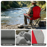 2 Pack Heavy Duty Folding Camping Chairs 330 LBS Capacity, 600D Oxford Padded Portable Outdoor Lawn Chairs with Cup Holder & Carry Bag -Red - Image 6