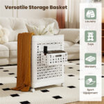 20 Gallon Foldable Laundry Hamper with Mini Hanging Basket, PP Hollow Design with Wheels - Image 9