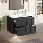 30" Modern Floating Bathroom Vanity with Oval Knobs & Round Edge, Soft-Close Drawer Slides, Bathroom Cabinet with Ceramic Sink - Image 16