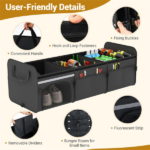 Car Trunk Organizer with Insulated Leakproof Cooler Bag, Large Capacity Foldable Storage Box with Adjustable Dividers & Straps - Image 7