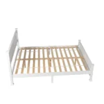 Queen Single Bunk Bed Painted + Melamine Veneer & Pine + MDF Bed Frame Vertical Striped Decorative Bed Frame 63.78*83.46*37.8in White - Image 9