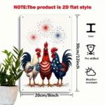 CIFbuy Patriotic Rooster Iron Metal Wall Art, Red White Blue Fireworks Sign, 2D Flat Decor For Home Garden ikTok, ikTok, gn Self-rickup Logiopeneworks Sign - Image 8