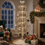 6ft White PVC Metal Artificial Christmas Tree with Bow Topper, No Extra Ornaments, Daily Decor Tree - Image 7