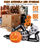 7ft Inflatable Halloween Decor with Lying Skeleton, 7 Built-in LED Lights, Black & White, 12V 1250mA US Power Adapter - Image 5